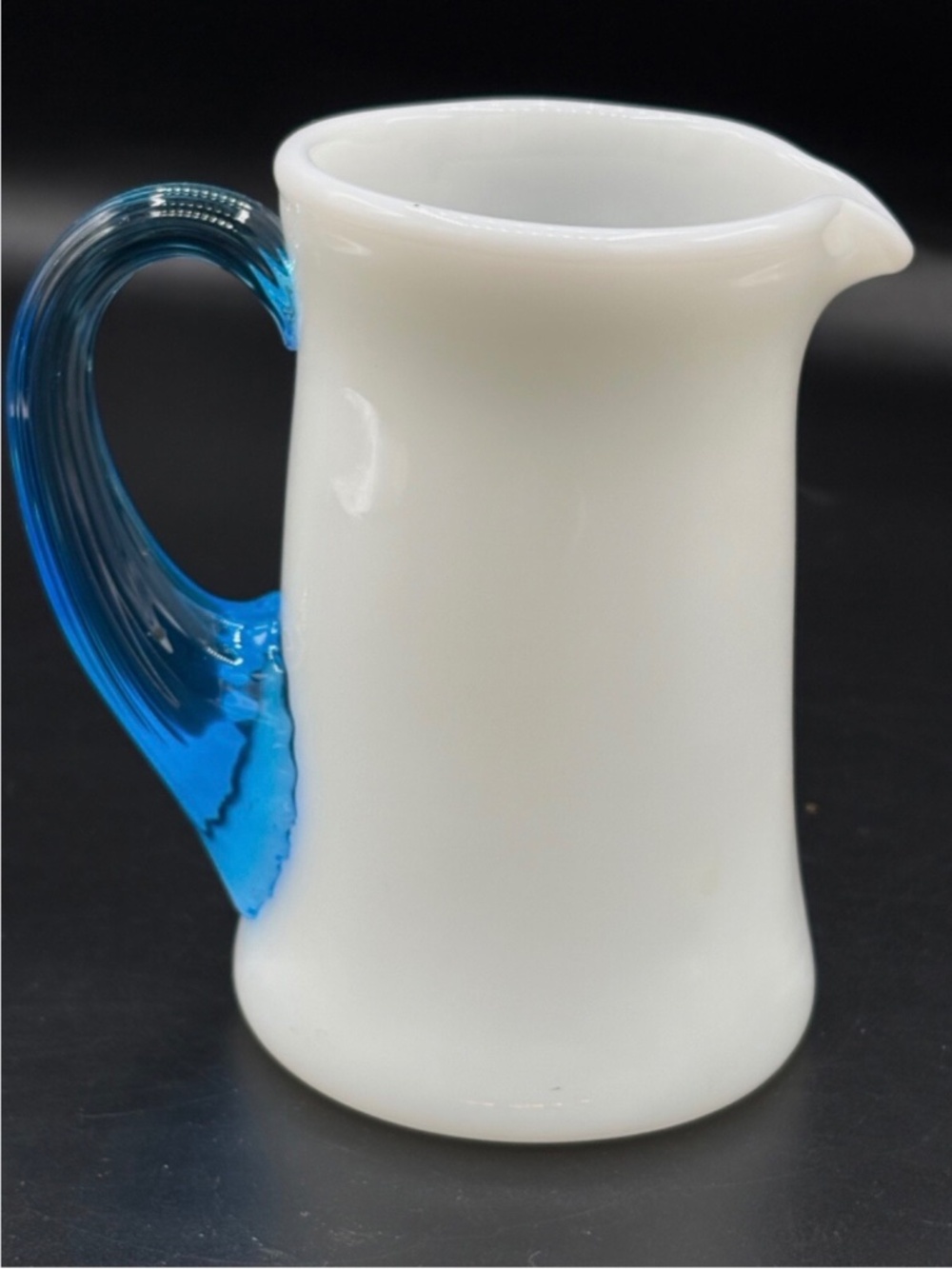 Fenton Mid Century Modern Pitcher in White and blue